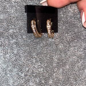 Elegant Gold Hoop Earrings with Crystals